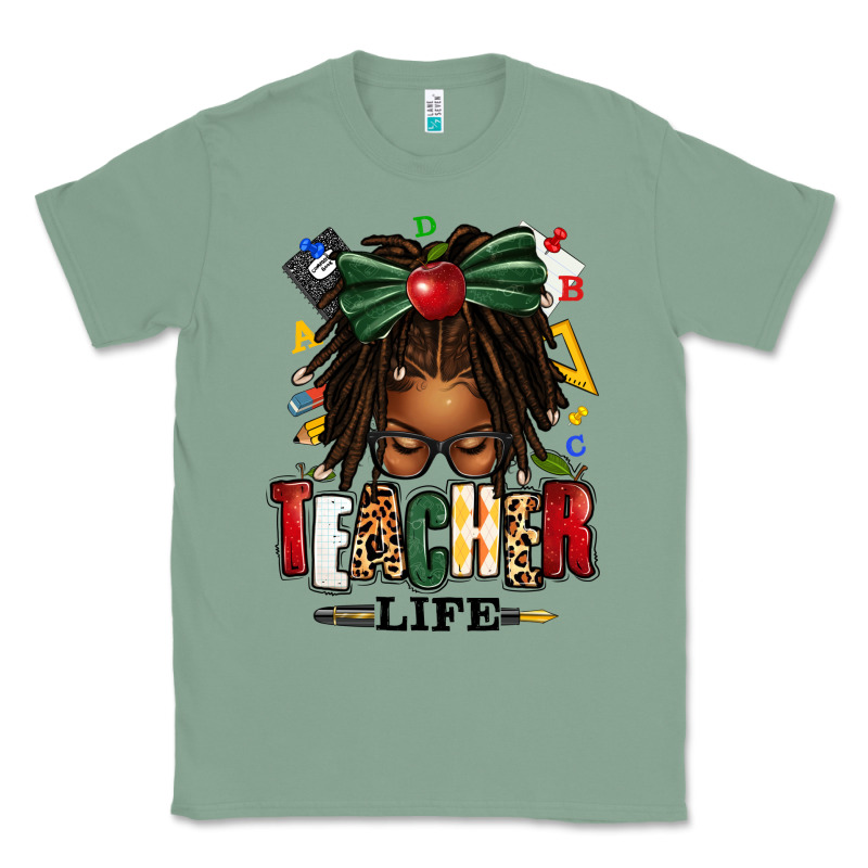 Teacher Life Afro Locs Messy Bun Classic Tee by texasbilliewilder | Teevron