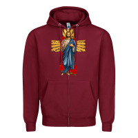 Burgundy jesus christ cross Zipper Hoodie - texasbilliewilder