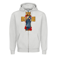 Dove Grey jesus christ cross Zipper Hoodie - texasbilliewilder