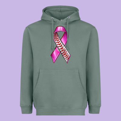 Breast Cancer Ribbon Baseball Heavyweight Hoodie Designed By Texasbilliewilder