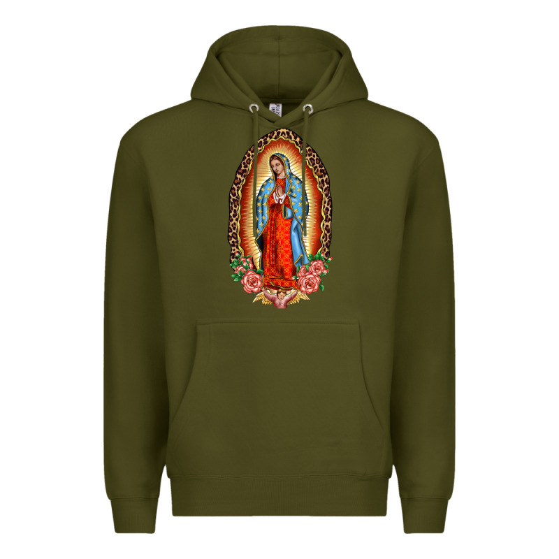 Our Lady Of Guadalupe Leopard And Roses Premium Hoodie by BarkalooDesign | Teevron
