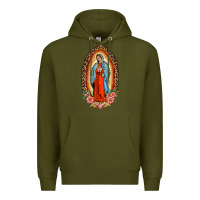 Army Green our lady of guadalupe leopard and roses Premium Hoodie - BarkalooDesign