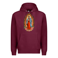 Burgundy our lady of guadalupe leopard and roses Premium Hoodie - BarkalooDesign
