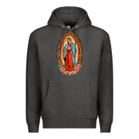 Charcoal Heather our lady of guadalupe leopard and roses Premium Hoodie - BarkalooDesign