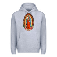 Heather Grey our lady of guadalupe leopard and roses Premium Hoodie - BarkalooDesign