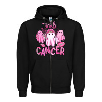 Black tackle cancer halloween ghosts american football Zipper Hoodie - RanaPortraitStore