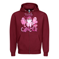 Burgundy tackle cancer halloween ghosts american football Zipper Hoodie - RanaPortraitStore