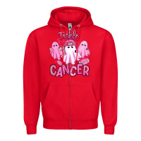 Red tackle cancer halloween ghosts american football Zipper Hoodie - RanaPortraitStore