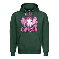 Sports Green tackle cancer halloween ghosts american football Zipper Hoodie - RanaPortraitStore