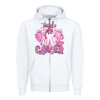 Tackle Cancer Halloween Ghosts American Football Zipper Hoodie | Teevron