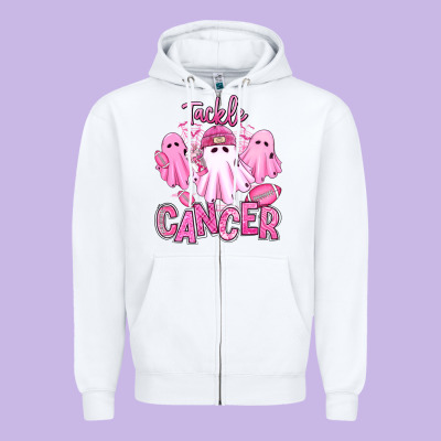 Zipper Hoodie tackle cancer halloween ghosts american football