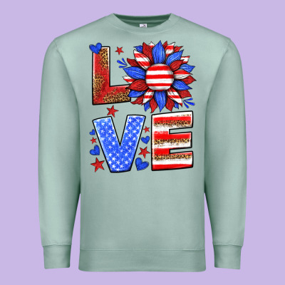 Love America Sunflower Premium Sweatshirt Designed By Hra Design Shop