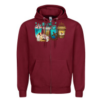 Burgundy jesus coffee cups Zipper Hoodie - texasbilliewilder