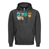 Charcoal Heather jesus coffee cups Zipper Hoodie - texasbilliewilder