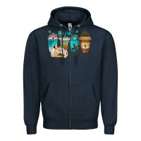 Navy jesus coffee cups Zipper Hoodie - texasbilliewilder