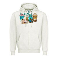 Oatmeal Heather jesus coffee cups Zipper Hoodie - texasbilliewilder
