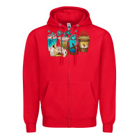 Red jesus coffee cups Zipper Hoodie - texasbilliewilder