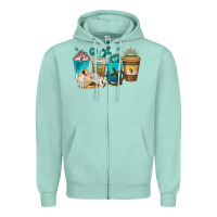 Seafoam jesus coffee cups Zipper Hoodie - texasbilliewilder