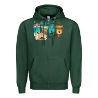 Sports Green jesus coffee cups Zipper Hoodie - texasbilliewilder