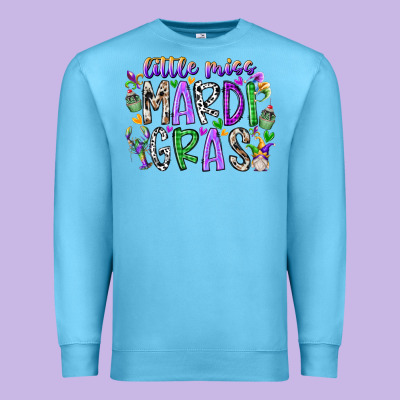 Little Miss Mardi Gras Premium Sweatshirt Designed By Racoondesign
