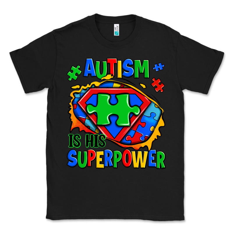 Autism Is His Superpower Ripped Classic Tee by Zillion Design Studio | Teevron