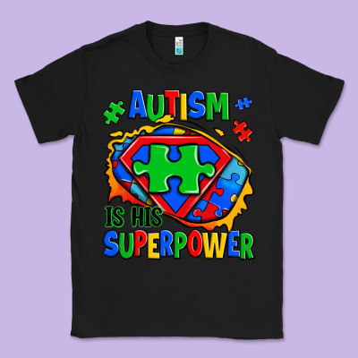 Autism Is His Superpower Ripped Classic Tee Designed By Zillion Design Studio