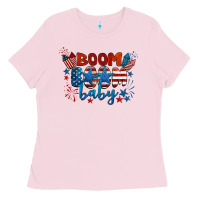 Bubblegum Pink boom boom baby 4th of july Ladies Tee - BarkalooDesign