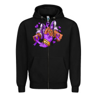 Black domestic violence afro girl sneakers Zipper Hoodie - RanaPortraitStore