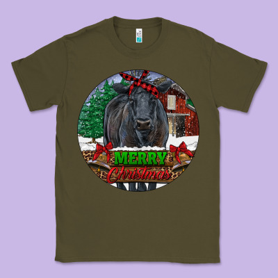 Black Angus Cattle Merry Christmas Classic Tee Designed By Ranaportraitstore