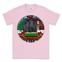 Bubblegum Pink Black Angus Cattle Merry Christmas Classic Tee - RanaPortraitStore