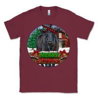 Burgundy Black Angus Cattle Merry Christmas Classic Tee - RanaPortraitStore