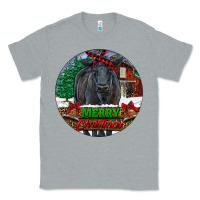 Heather Grey Black Angus Cattle Merry Christmas Classic Tee - RanaPortraitStore