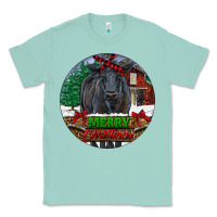 Seafoam Black Angus Cattle Merry Christmas Classic Tee - RanaPortraitStore
