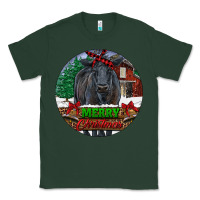 Sports Green Black Angus Cattle Merry Christmas Classic Tee - RanaPortraitStore