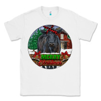 White Black Angus Cattle Merry Christmas Classic Tee - RanaPortraitStore