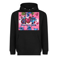 Black peace love stitch Heavyweight Hoodie - Zillion Design Studio