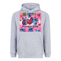 Heather Grey peace love stitch Heavyweight Hoodie - Zillion Design Studio