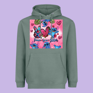 Peace Love Stitch Heavyweight Hoodie Designed By Zillion Design Studio