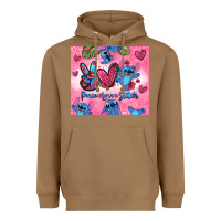 Toasted Coconut peace love stitch Heavyweight Hoodie - Zillion Design Studio