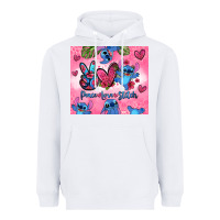White peace love stitch Heavyweight Hoodie - Zillion Design Studio