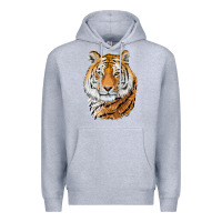 Heather Grey Tiger Head Premium Hoodie - LillyAllenDesigns