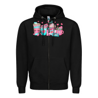 Black lash hustler coffee cups Zipper Hoodie - texasbilliewilder
