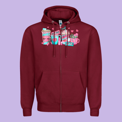 Lash Hustler Coffee Cups Zipper Hoodie Designed By Texasbilliewilder