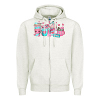 Oatmeal Heather lash hustler coffee cups Zipper Hoodie - texasbilliewilder