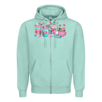 Seafoam lash hustler coffee cups Zipper Hoodie - texasbilliewilder