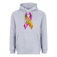 Heather Grey Breast Cancer Ribbon Softball Heavyweight Hoodie - texasbilliewilder
