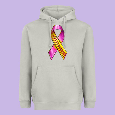 Breast Cancer Ribbon Softball Heavyweight Hoodie Designed By Texasbilliewilder