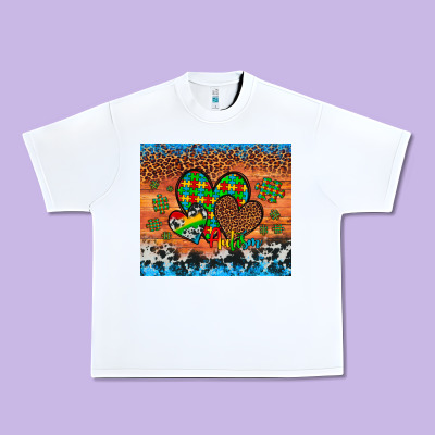 Autism Awareness Hearts Leopard Cowhide Urban Heavy Tee Designed By Artiststas