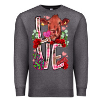 Charcoal Heather love cow valentine Premium Sweatshirt - RacoonDesign