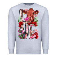 Heather Grey love cow valentine Premium Sweatshirt - RacoonDesign